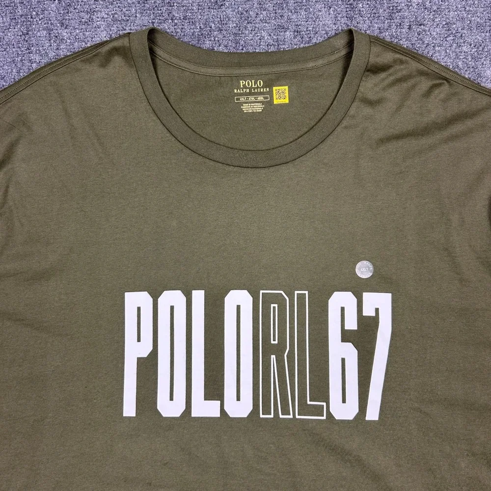 Polo Ralph Lauren T-Shirt Mens 4LT Green Graphic POLORL67 Cotton Big & Tall Tee
